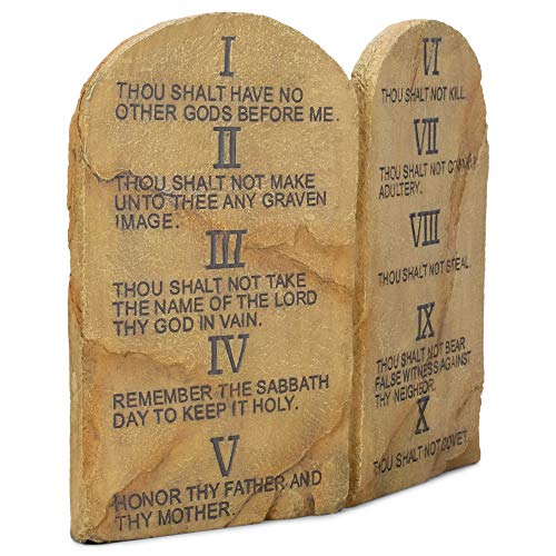 Ten Commandments Resin Stone 11 x 9 Wall or Tabletop Plaque