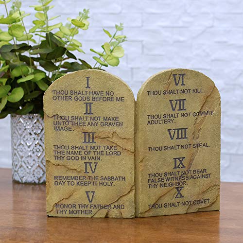 Ten Commandments Resin Stone 11 x 9 Wall or Tabletop Plaque