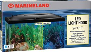 marineland led light hood for aquariums, day & night light 24 by 12-inch,blacks & grays