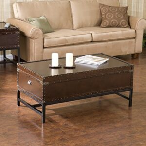 Southern Enterprises Voyager Storage Cocktail Coffee Table, Espresso Finish