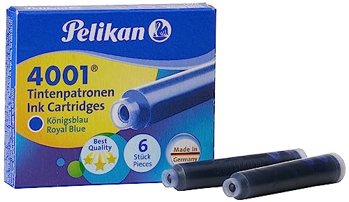 Pelikan 4001 TP/6 Ink Cartridges for Fountain Pens, Royal Blue, 0.8ml, 30 Pack (330845)