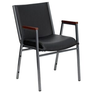 flash furniture hercules series heavy duty black vinyl stack chair with arms and ganging bracket