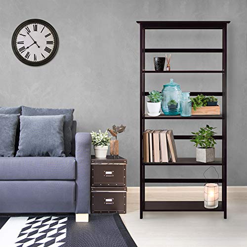 Casual Home Mission Style 5-Shelf Bookcase, Espresso