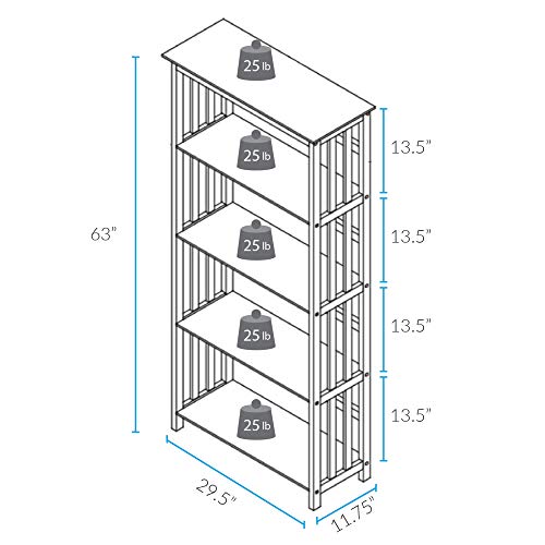 Casual Home Mission Style 5-Shelf Bookcase, Espresso