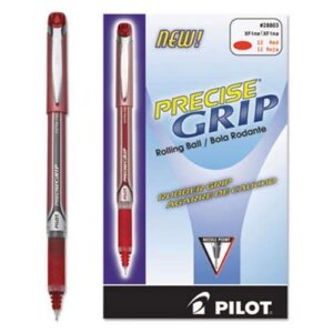 Rollerball Pen, Extra-Fine Point, Red Barrel/Ink Qty:12