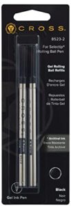 cross rollerball gel ink refill for selectip pens, medium, 8523-2 – black (pack of 2)