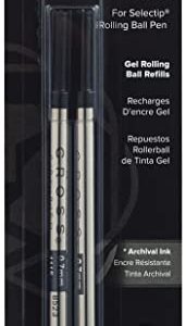 Cross Rollerball Gel Ink Refill for Selectip Pens, Medium, 8523-2 – Black (Pack of 2)