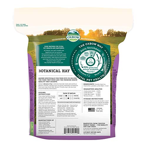 Oxbow Animal Health Oxbow Botanical Western Timothy Hay - All Natural Hay for Rabbits, Guinea Pigs, Chinchillas, Hamsters & Gerbils - 15 oz.