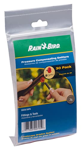 Rain Bird SW20-30PS Drip Irrigation Spot Watering Dripper/Emitter, 2 Gallon Per Hour, 30-Pack,Red/Black