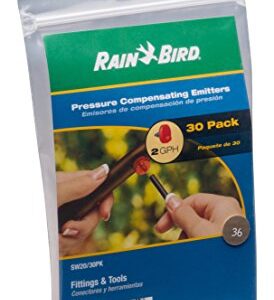 Rain Bird SW20-30PS Drip Irrigation Spot Watering Dripper/Emitter, 2 Gallon Per Hour, 30-Pack,Red/Black