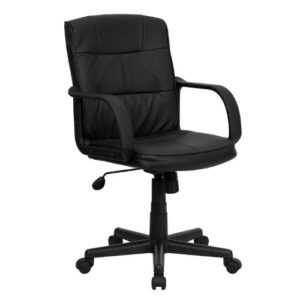 flash furniture rider mid-back black leathersoft swivel task office chair with arms