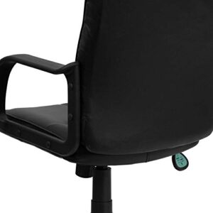 Flash Furniture Rider Mid-Back Black LeatherSoft Swivel Task Office Chair with Arms