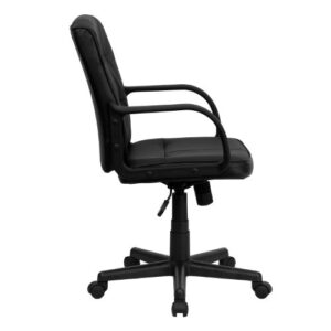 Flash Furniture Rider Mid-Back Black LeatherSoft Swivel Task Office Chair with Arms