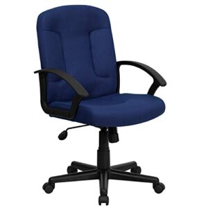 flash furniture garver mid-back navy fabric executive swivel office chair with nylon arms