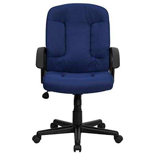 Flash Furniture Garver Mid-Back Navy Fabric Executive Swivel Office Chair with Nylon Arms