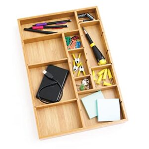 Lipper International 8397 Bamboo Wood Adjustable Drawer Organizer with 6 Removable Dividers, 12" x 17-1/2" x 1-7/8"