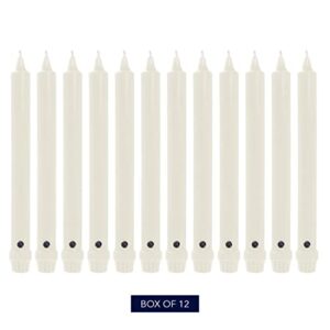 Colonial Candle Unscented Taper Candle, Classic Collection, White, 10 In, Pack of 12 - Up to 8 Hours Burn