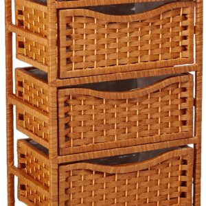 Oriental Furniture 46" Natural Fiber Chest of Drawers on Wheels - Honey