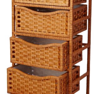 Oriental Furniture 46" Natural Fiber Chest of Drawers on Wheels - Honey