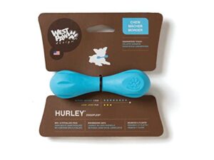 west paw zogoflex hurley dog bone chew toy – floatable pet toys for aggressive chewers, catch, fetch – bright-colored bones for dogs – recyclable, dishwasher-safe, non-toxic, large, aqua