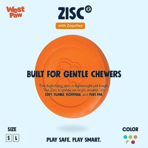 West Paw Zogoflex Zisc Dog Flying Disc, High Flying Aerodynamic Disc for Dogs Puppy – Lightweight, Floatable Disc for Fetch, Tug of War, Catch, Play – Doubles as Food/Water Bowl, Large 8.5", Tangerine