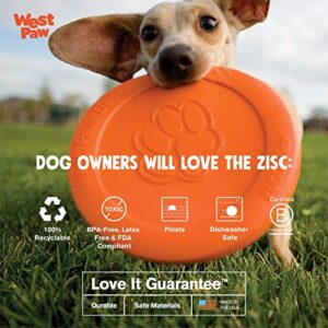 West Paw Zogoflex Zisc Dog Flying Disc, High Flying Aerodynamic Disc for Dogs Puppy – Lightweight, Floatable Disc for Fetch, Tug of War, Catch, Play – Doubles as Food/Water Bowl, Large 8.5", Tangerine