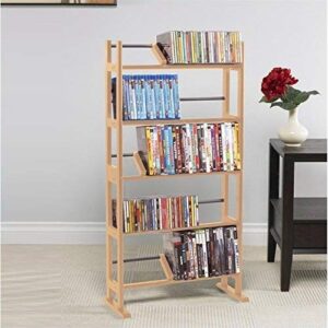 Atlantic Element Media Storage Rack - Holds Up to 230 Cds or 150 Dvds, Contemporary Wood & Metal Design with Wide Feet for Greater Stability, PN35535687 In Maple