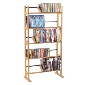 Atlantic Element Media Storage Rack - Holds Up to 230 Cds or 150 Dvds, Contemporary Wood & Metal Design with Wide Feet for Greater Stability, PN35535687 In Maple