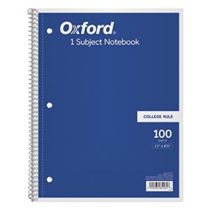oxford 1-subject notebooks, spiral, 8 x 11, college rule, color assortment may vary, 100 sheets, 1 notebook (65161)