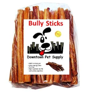 downtown pet supply 6 inch 10 pack of bully sticks for medium dogs & large dogs, single ingredient, rawhide-free long lasting bully sticks for medium dogs- no hide bullsticks for bully stick holder