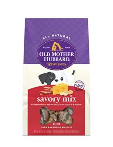 old mother hubbard by wellness classic savory mix natural dog treats, crunchy oven-baked biscuits, ideal for training, mini size, 20 ounce bag