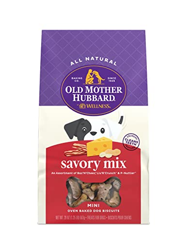 Old Mother Hubbard by Wellness Classic Savory Mix Natural Dog Treats, Crunchy Oven-Baked Biscuits, Ideal for Training, Mini Size, 20 ounce bag