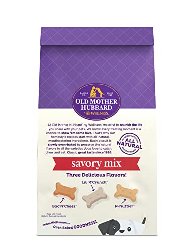 Old Mother Hubbard by Wellness Classic Savory Mix Natural Dog Treats, Crunchy Oven-Baked Biscuits, Ideal for Training, Mini Size, 20 ounce bag