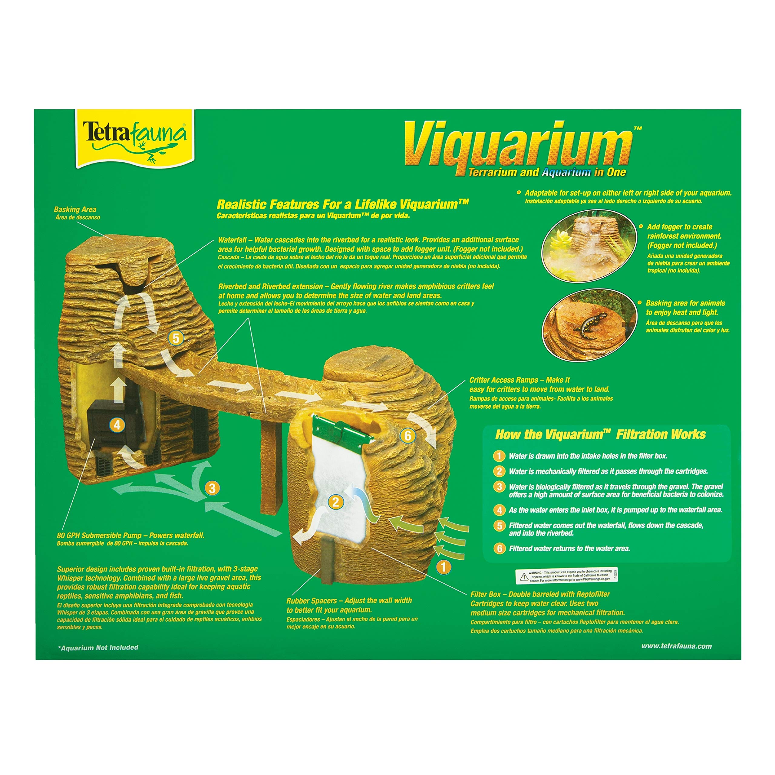 TetraFauna Viqaquarium, All-In-One Terrarium And aquarium, Ideal For Aquatic Reptiles And Amphibians