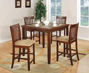 5-piece counter height dining set red brown and tan 150154