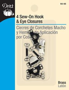 dritz 93-65 sew on hook & eye closures nickel 5/8-inch, 4-piece