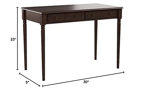 SEI Furniture Janice 2-Drawer Slim Profile Writing Desk, Espresso