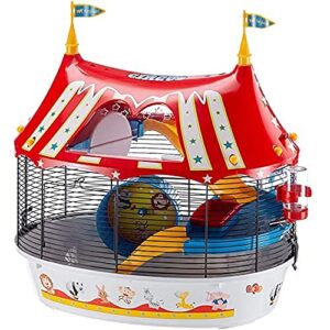ferplast hamster cage mouse cage small animal cage circus fun sturdy plastic and metal, coloured stickers and accessories included, 49,5 x 34 x 42,5 cm