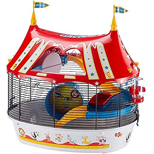 Ferplast Hamster Cage Mouse Cage Small Animal Cage CIRCUS FUN sturdy plastic and metal, coloured stickers and accessories included, 49,5 x 34 x 42,5 cm