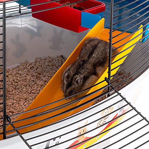 Ferplast Hamster Cage Mouse Cage Small Animal Cage CIRCUS FUN sturdy plastic and metal, coloured stickers and accessories included, 49,5 x 34 x 42,5 cm