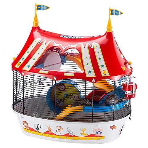 Ferplast Hamster Cage Mouse Cage Small Animal Cage CIRCUS FUN sturdy plastic and metal, coloured stickers and accessories included, 49,5 x 34 x 42,5 cm