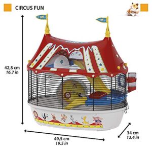 Ferplast Hamster Cage Mouse Cage Small Animal Cage CIRCUS FUN sturdy plastic and metal, coloured stickers and accessories included, 49,5 x 34 x 42,5 cm