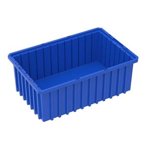 akro-mils 33166 akro-grid plastic slotted dividable modu box stackable grid storage tote container, (16-1/2-inch l x 10-7/8-inch w x 6-inch h), (8 pack), blue (33166blue)