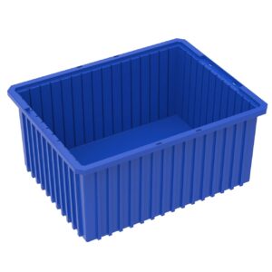 akro-mils 33220 akro-grid plastic slotted dividable modu box stackable grid storage tote container, (22-3 8-inch l x 17-3 8-inch w x 10-inch h), (2 pack), blue