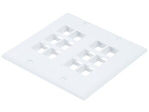 monoprice 106837 2-gang wall plate for keystone 12 hole - white