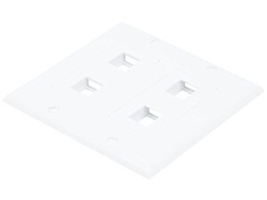 monoprice 2-gang wall plate for keystone, 4 hole - white