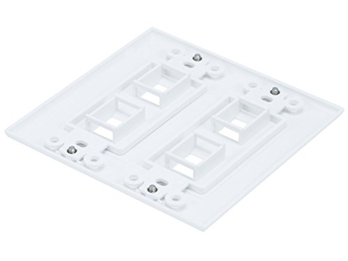 Monoprice 2-Gang Wall Plate for Keystone, 4 Hole - White