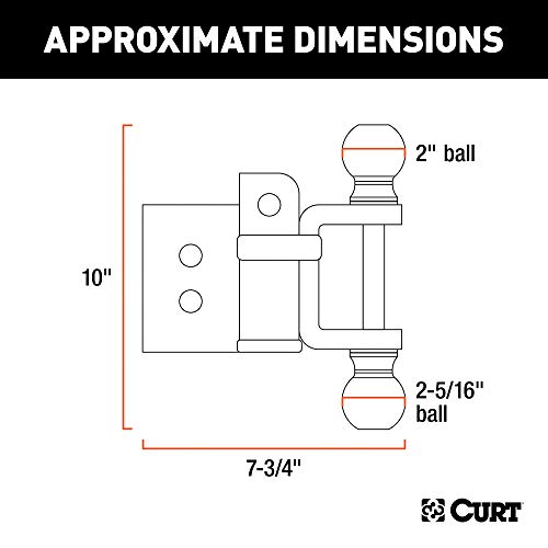 CURT 45008 Replacement Head for Adjustable Trailer Hitch Ball Mount #45049