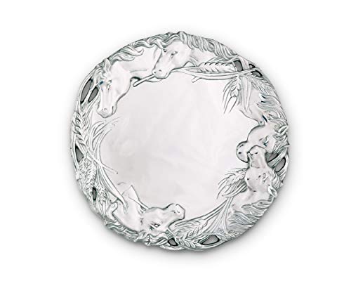 Arthur Court Designs Aluminum Horse Round Tray 12 inch Diameter