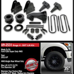 ReadyLift 69-2531 3.5" Front/1.0" Rear Stage 4 SST Lift Kit for Ford F350 Super Duty